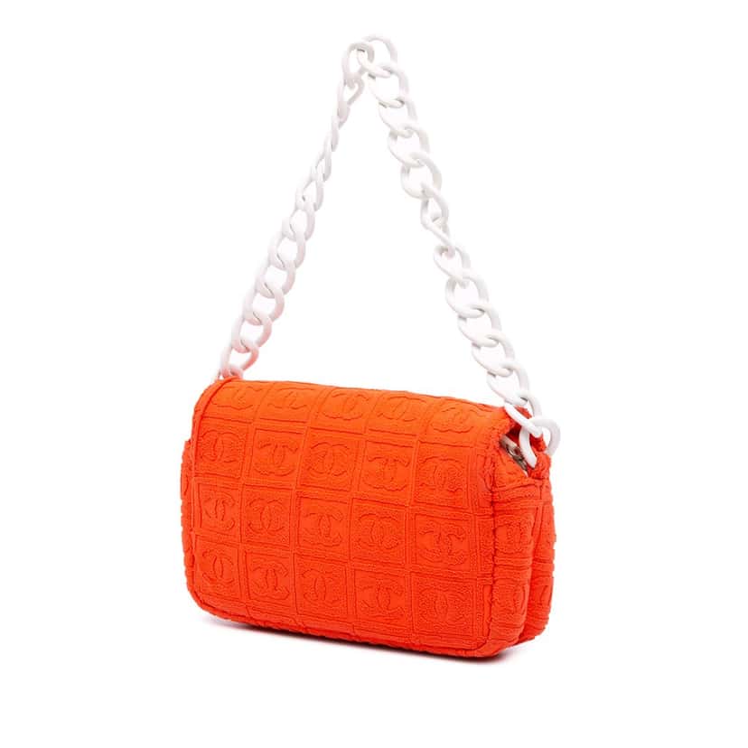 Chanel Terry Cloth Sport Line Flap Orange Cotton Good condition - Back View