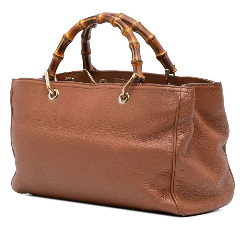 Gucci Medium Calfskin Bamboo Shopper Satchel Brown Leather Good condition - Back View