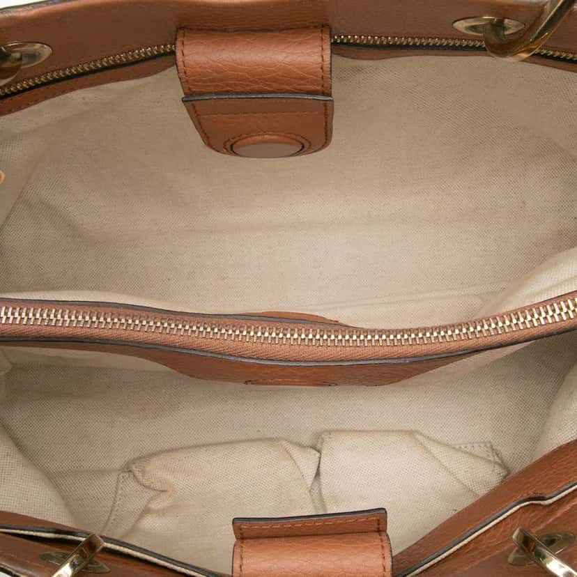 Gucci Medium Calfskin Bamboo Shopper Satchel Brown Leather Good condition - Model View