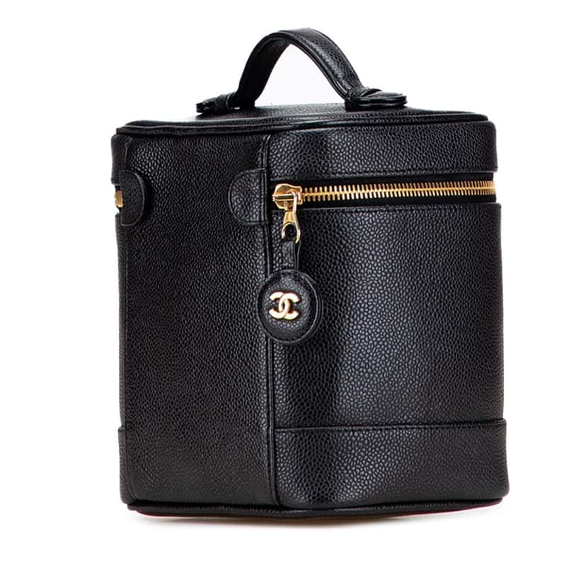 Chanel CC Caviar Vanity Case Black Leather Good condition - Back View