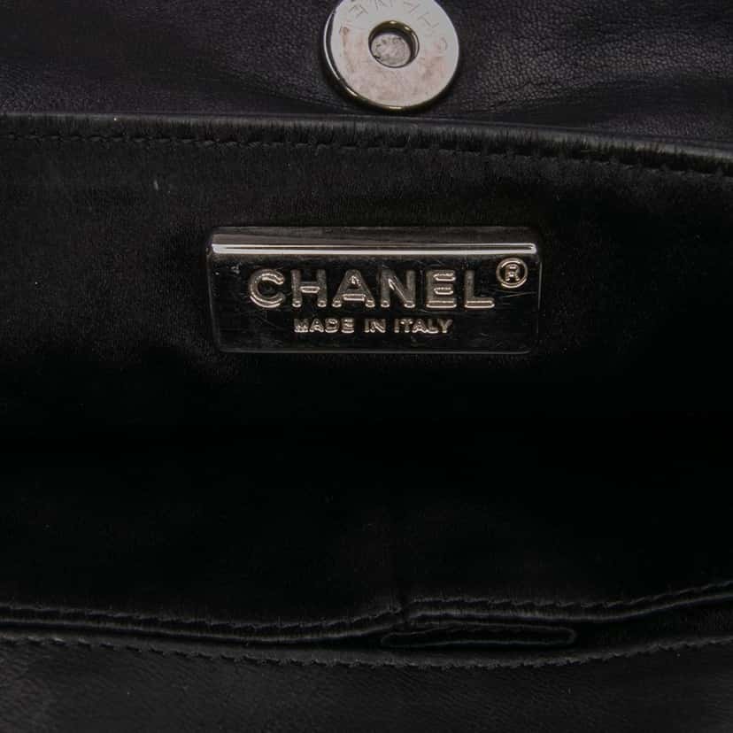 Chanel Quilted Lambskin Studded Metal Beauty Flap Black Leather Good condition - Box View