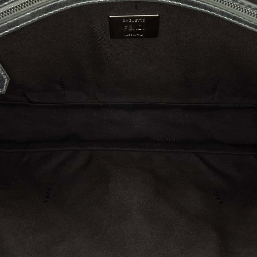 Fendi Large Zucca Embossed Baguette Satchel Silver Leather Good condition - Model View