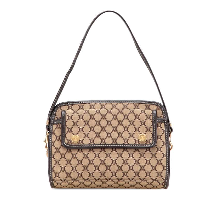 Celine Macadam Canvas Triomphe Handbag Brown Canvas Good condition - Front View