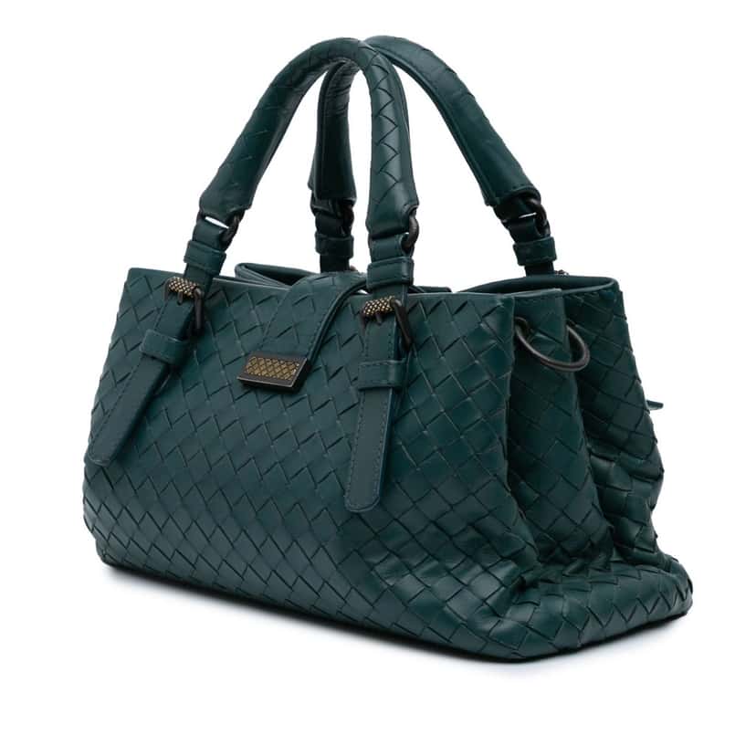 Bottega Veneta Mini Nappa Intrecciato Roma Satchel Green Leather Good condition - Back View