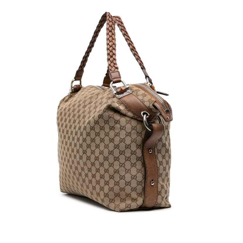 Gucci Large GG Canvas Bamboo Bar Tote Brown Canvas Good condition - Back View