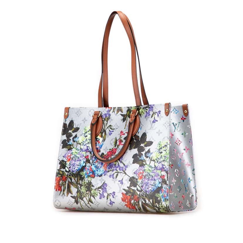 Louis Vuitton Monogram Metallic LV Garden OnTheGo MM Silver Canvas Good condition - Back View