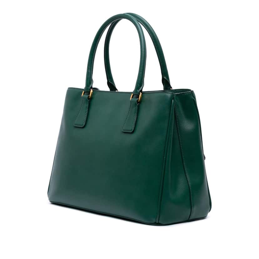 Prada Medium Saffiano Lux Galleria Satchel Green Leather Good condition - Back View