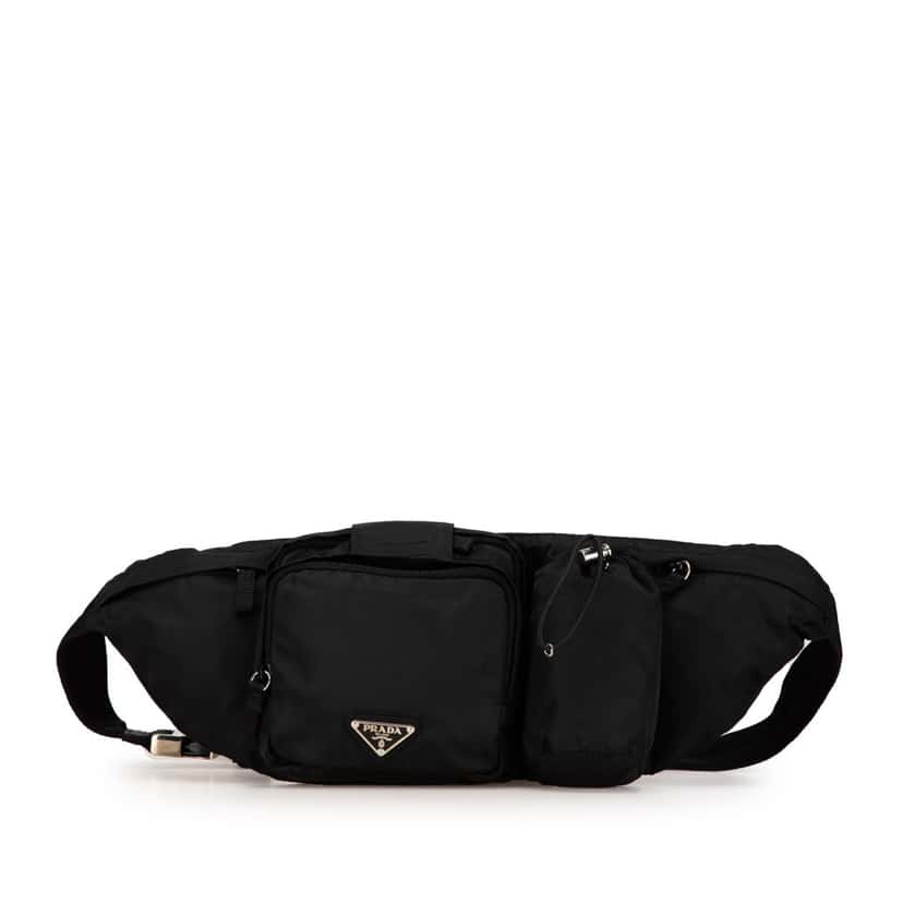 Prada Tessuto Multi Pocket Belt Bag Black Good condition - Front View
