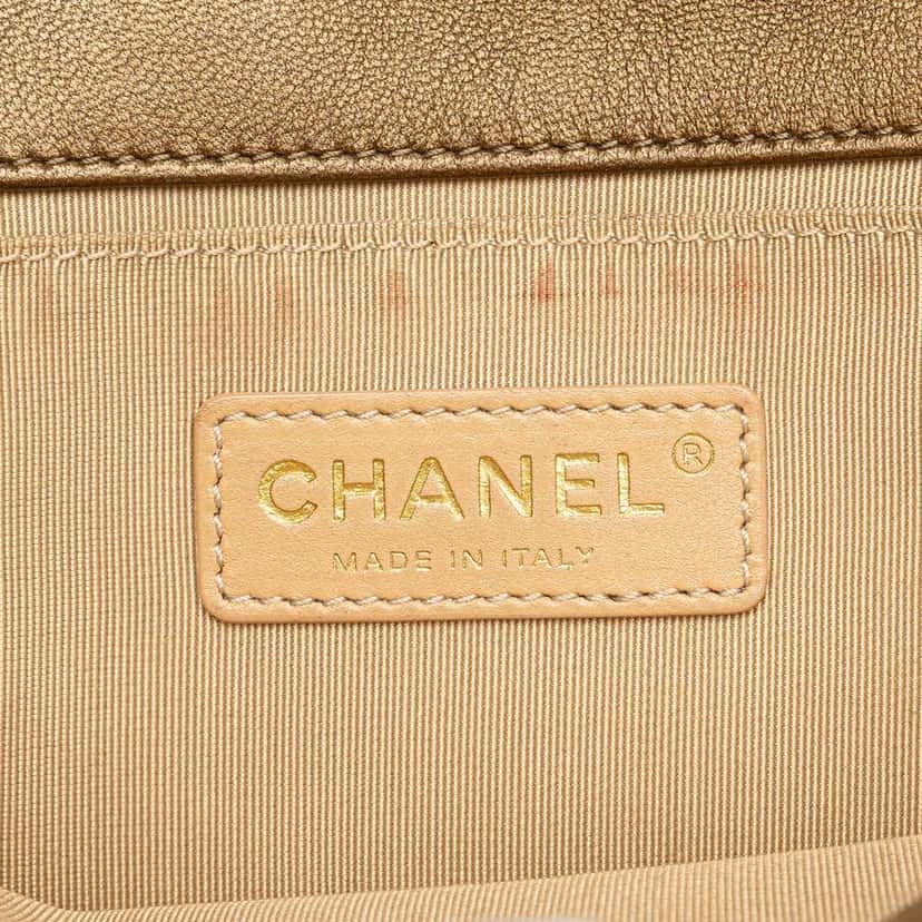 Chanel Old Medium Quilted Metallic Lambskin Boy Flap Brown Leather Good condition - Box View