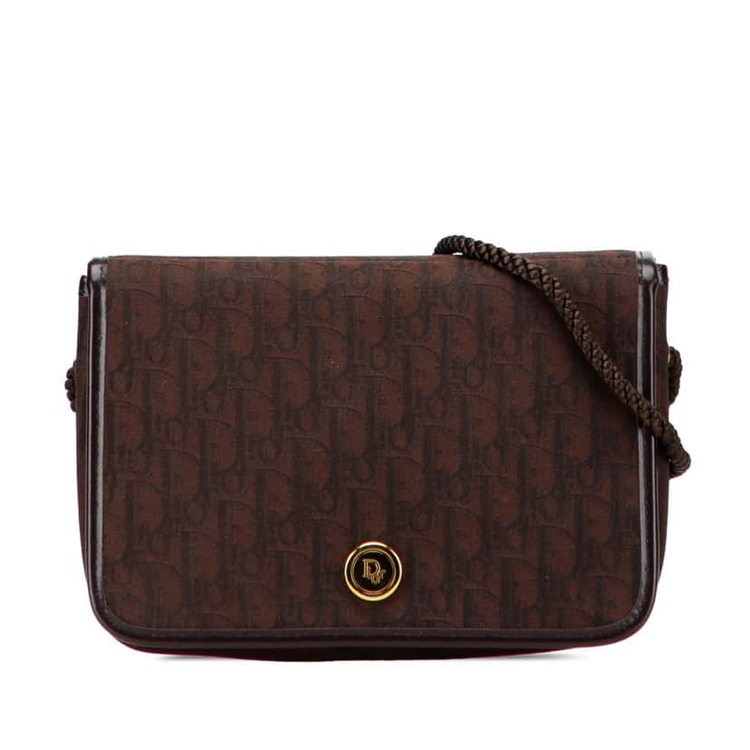 Dior Diorissimo Trotter Canvas Flap Crossbody Brown Canvas Good condition - Front View