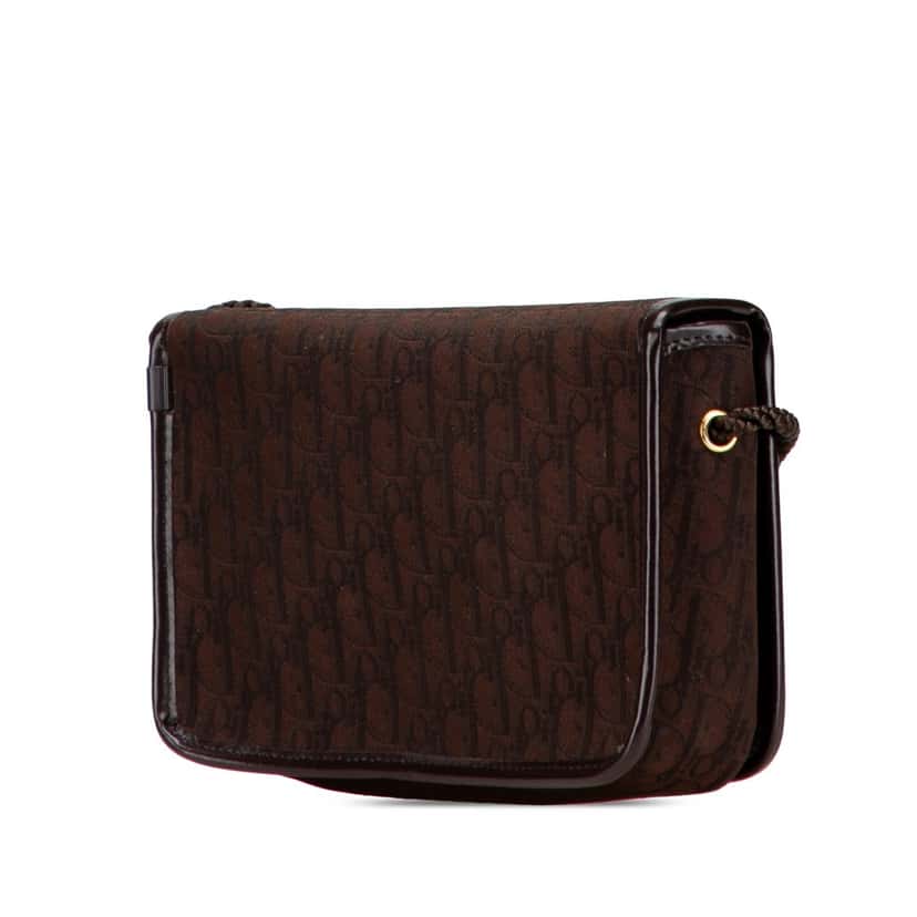 Dior Diorissimo Trotter Canvas Flap Crossbody Brown Canvas Good condition - Back View