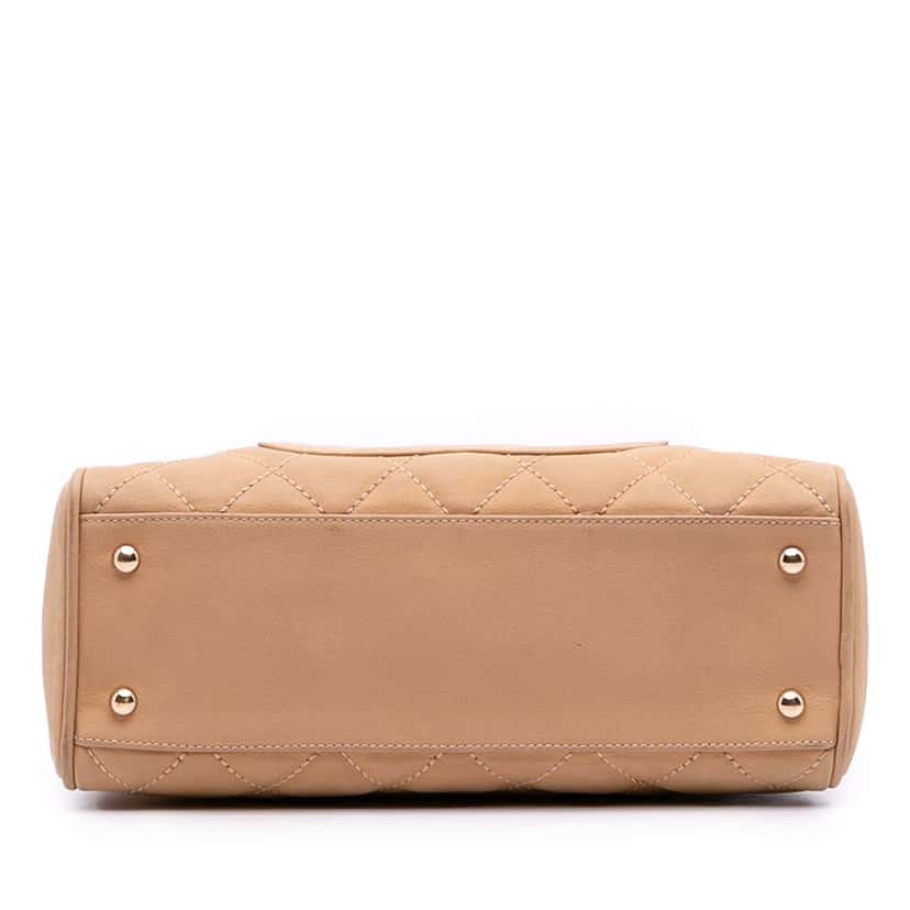 Chanel CC Quilted Caviar Bowling Bag Brown Leather Good condition - Inside View