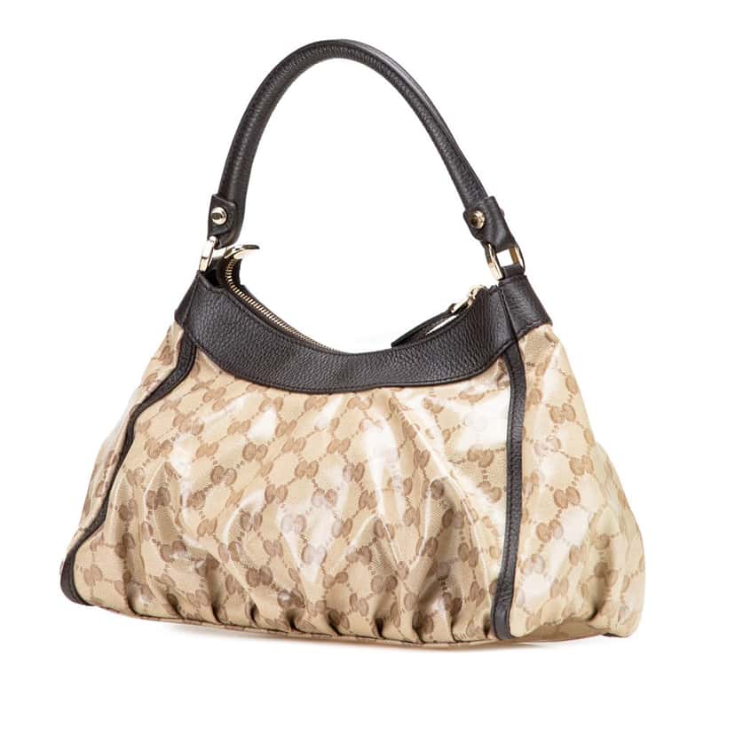 Gucci GG Crystal Abbey D Ring Shoulder Bag Brown Canvas Good condition - Back View