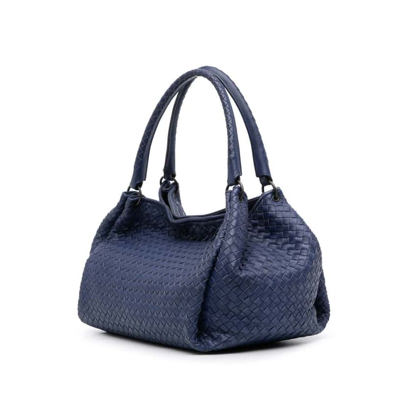 Bottega Veneta Nappa Intrecciato Parachute Tote Blue Leather Good condition - Back View