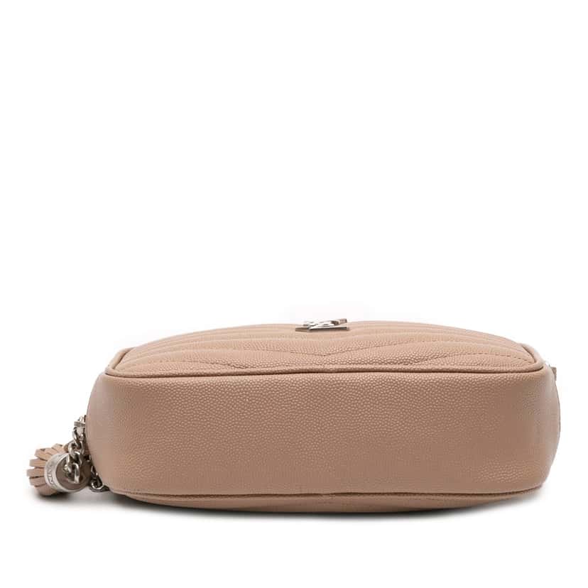 Saint Laurent Mini Grain de Poudre Monogram Lou Camera Bag Brown Leather Good condition - Inside View