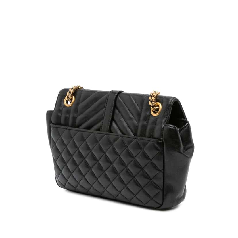 Saint Laurent Medium Sheepskin Triquilt Monogram College Bag Black Leather Good condition - Back View