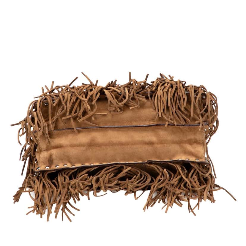 Prada Suede Fringe Satchel Brown Leather Good condition - Inside View