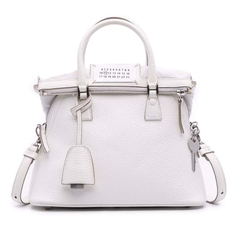 Maison Margiela Mini Grained Leather 5ac Classique Satchel White Leather Good condition - Front View