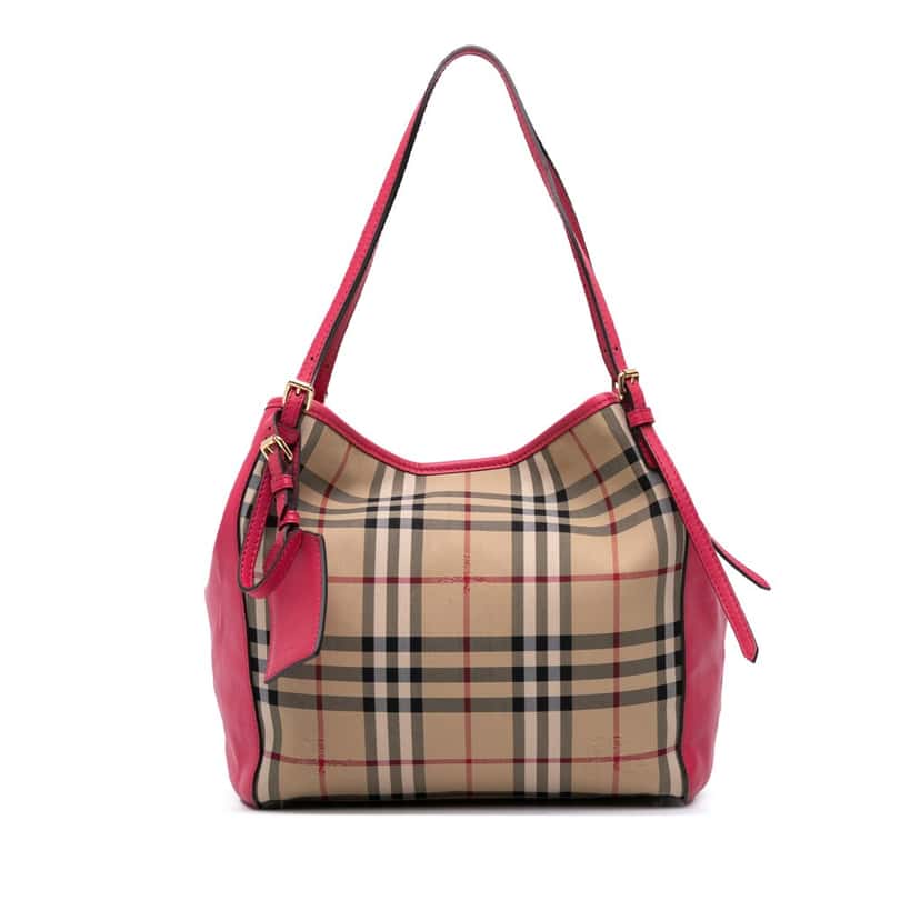 Burberry Small Haymarket Check Canvas and Leather Canterbury Tote Brown Canvas Good condition - Front View