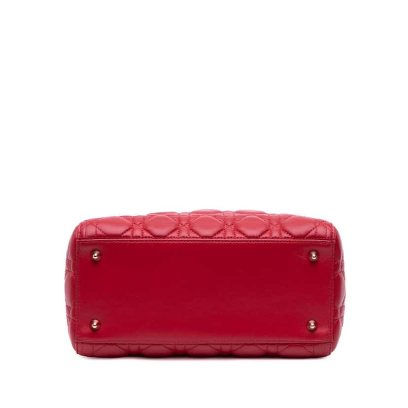 Dior Medium Lambskin Cannage Lady Dior Red Leather Good condition - Inside View