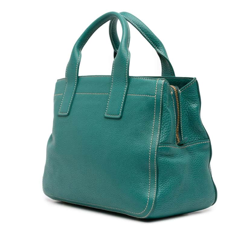 Miu Miu Vitello Caribou Satchel Blue Leather Good condition - Back View