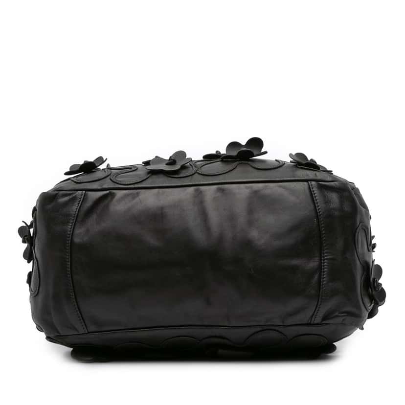 Prada Nappa Intarsio Flower Shopping Tote Black Leather Good condition - Inside View