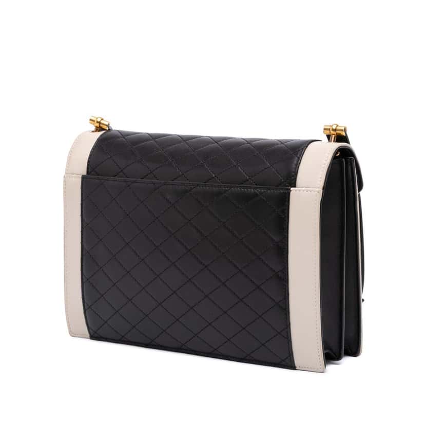 Saint Laurent Bicolor Quilted Lambskin Gaby Crossbody Black Leather Good condition - Back View