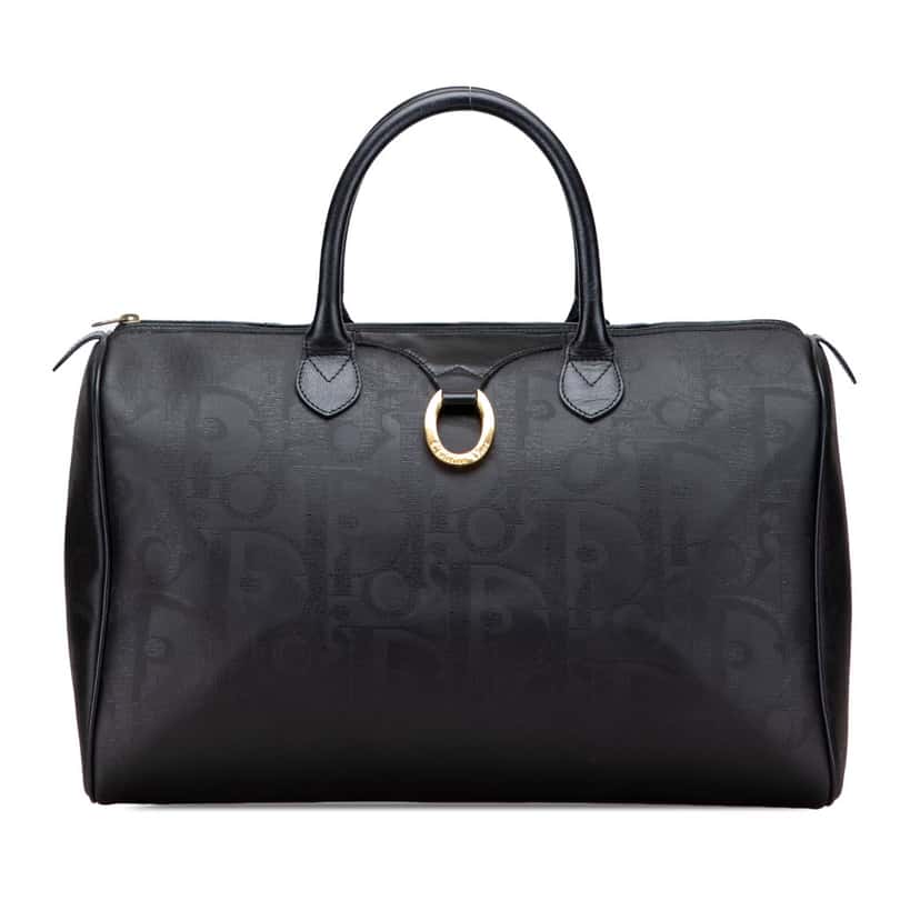 Dior Diorissimo Trotter Coated Canvas Boston Bag Black Canvas Good condition - Front View