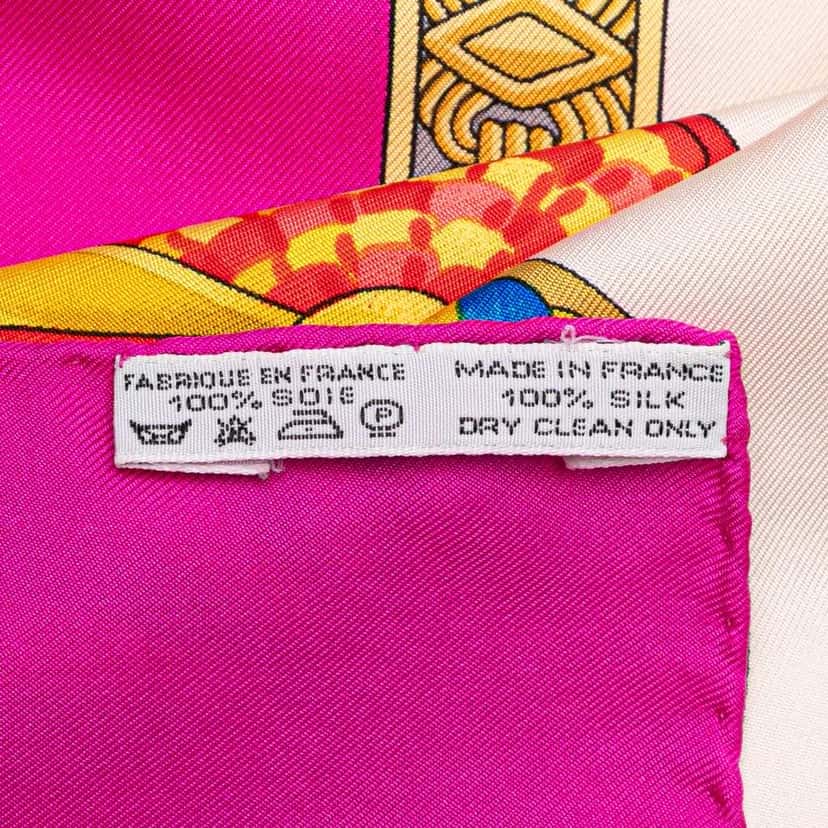 Hermès Les Rubans du Cheval Silk Scarf Pink Silk Good condition - Model View