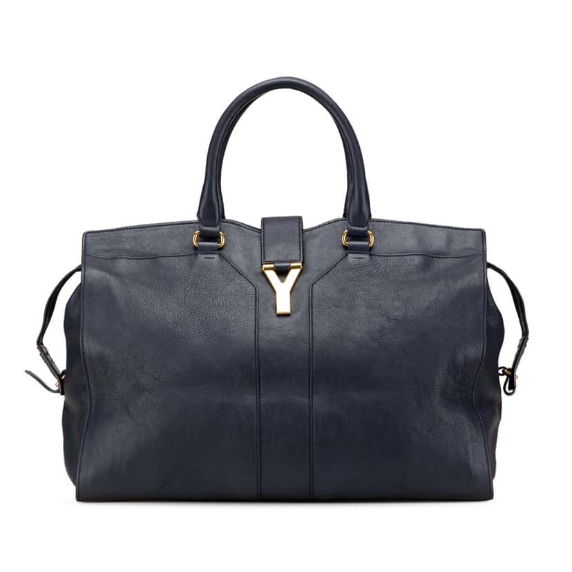 Yves Saint Laurent Large Leather Cabas Chyc Satchel Blue Leather Good condition - Front View
