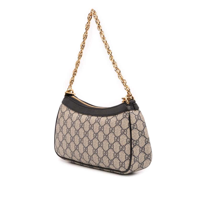 Gucci Small GG Supreme Ophidia Web Satchel Brown Canvas Good condition - Back View
