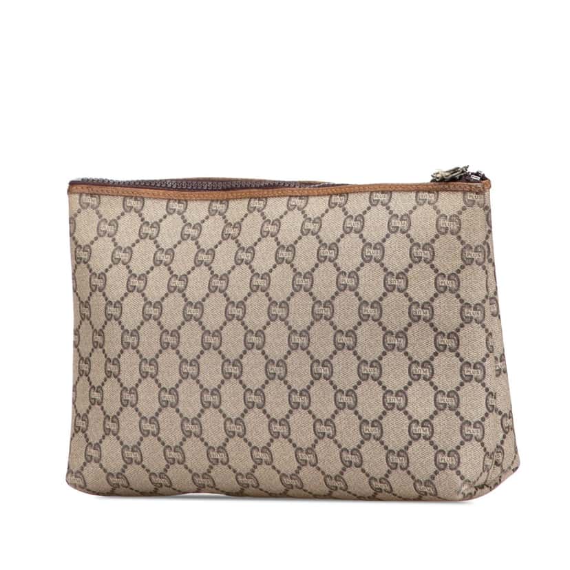 Gucci GG Supreme Plus Clutch Brown Canvas Good condition - Back View