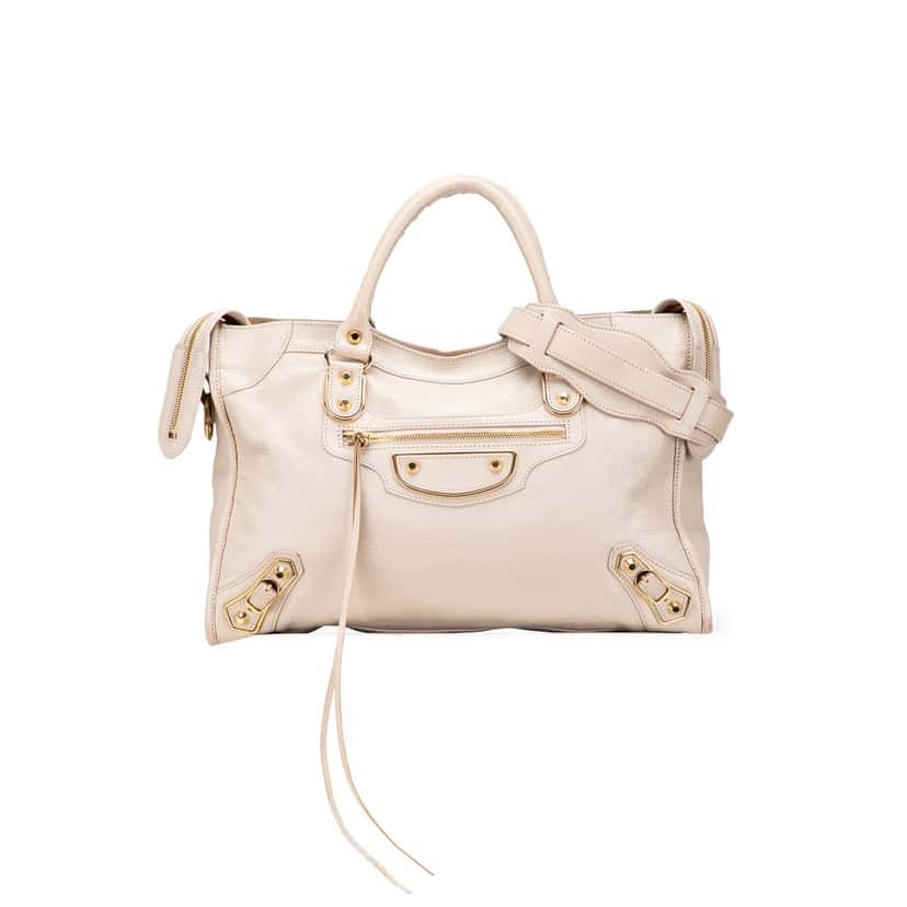 Balenciaga Chevre Motocross Classic Metallic Edge City Satchel Brown Leather Good condition - Front View