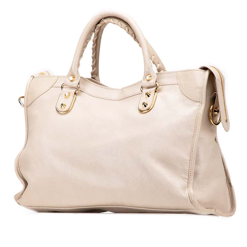 Balenciaga Chevre Motocross Classic Metallic Edge City Satchel Brown Leather Good condition - Back View