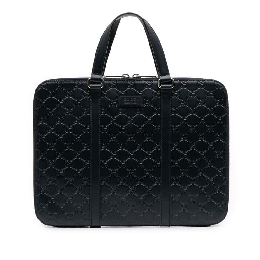 Gucci Guccissima Business Bag Blue Leather Good condition - Front View