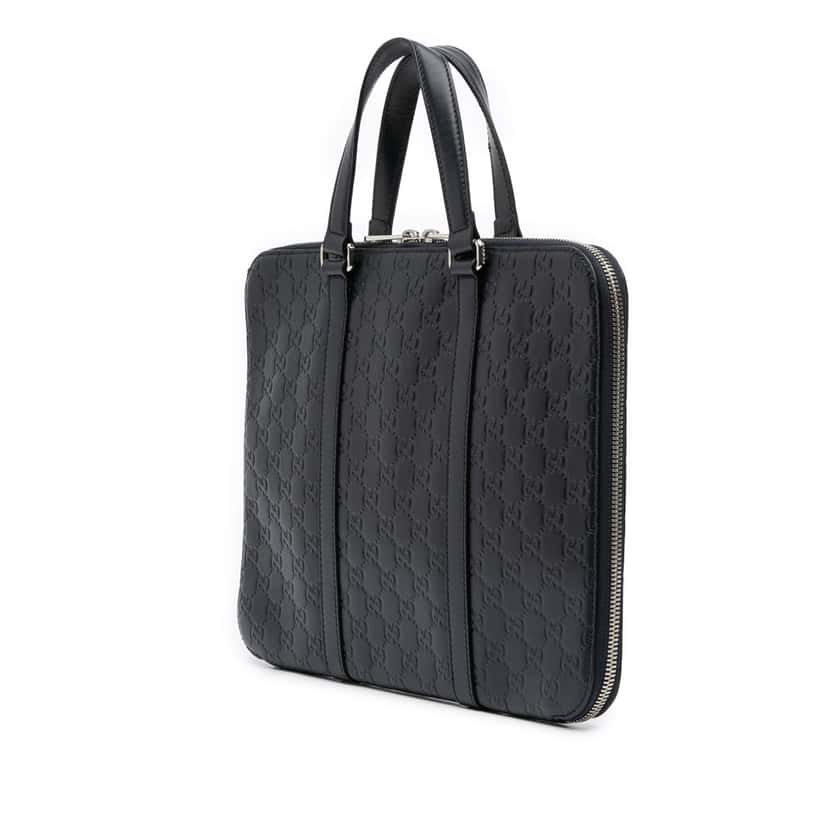 Gucci Guccissima Business Bag Blue Leather Good condition - Back View