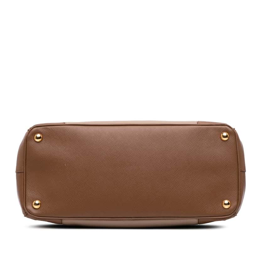Prada Medium Bicolor Saffiano Lux Galleria Double Zip Satchel Brown Leather Fair condition - Inside View