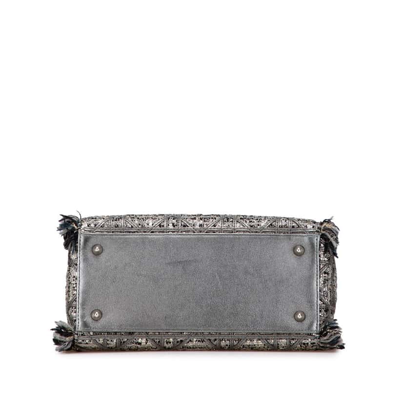 Dior Medium Tweed Cannage Fringe Lady Dior Grey Tweed Good condition - Inside View