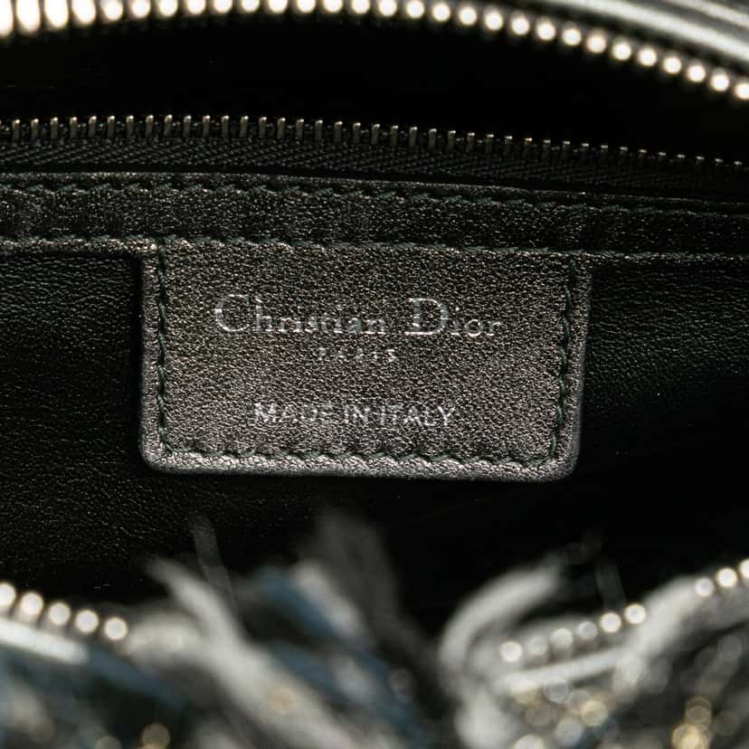 Dior Medium Tweed Cannage Fringe Lady Dior Grey Tweed Good condition - Box View