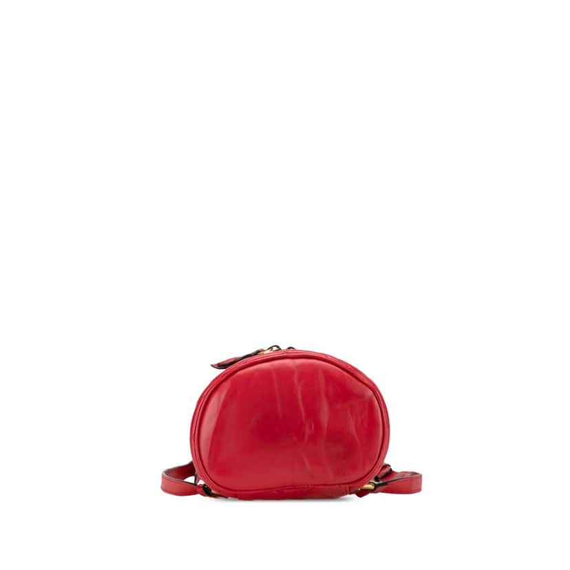 Gucci Mini GG Marmont Matelasse Leather Round Backpack Red Leather Good condition - Inside View