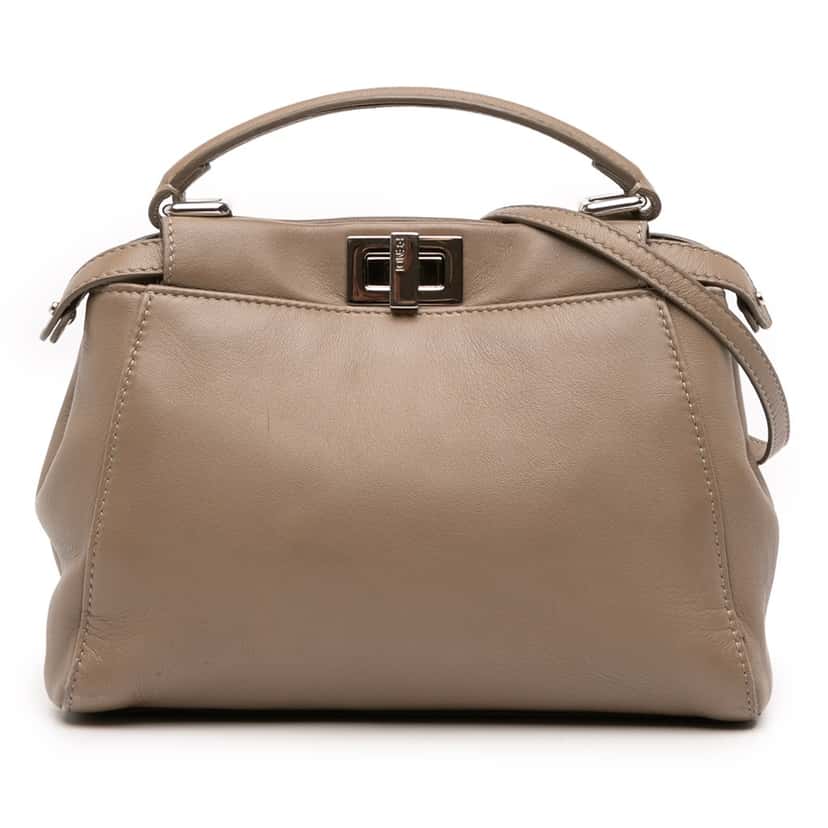 Fendi Mini Leather Iconic Peekaboo Satchel Brown Leather Fair condition - Front View
