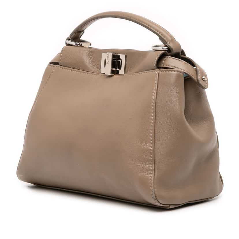 Fendi Mini Leather Iconic Peekaboo Satchel Brown Leather Fair condition - Back View