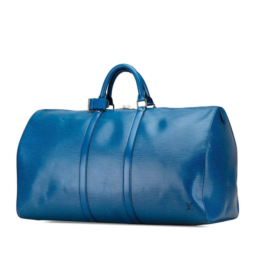 Louis Vuitton Epi Keepall 55 Blue Leather Good condition - Back View