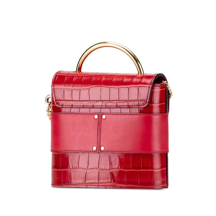 Chloé Croc Embossed Leather Aby Lock Satchel Red Leather Good condition - Back View