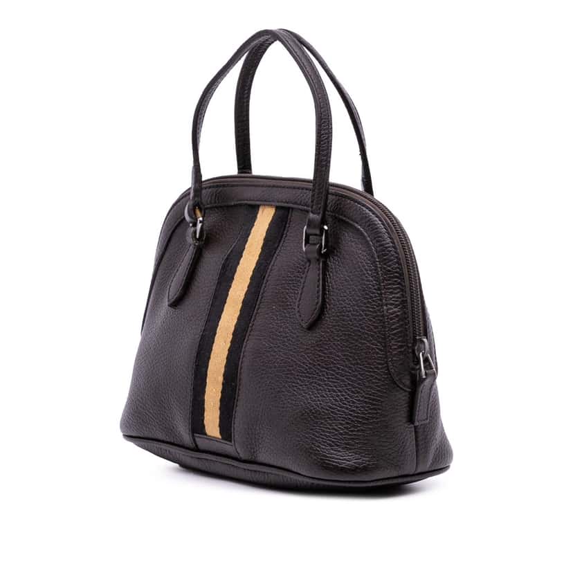 Gucci Mini Leather Web Dome Satchel Brown Leather Fair condition - Back View