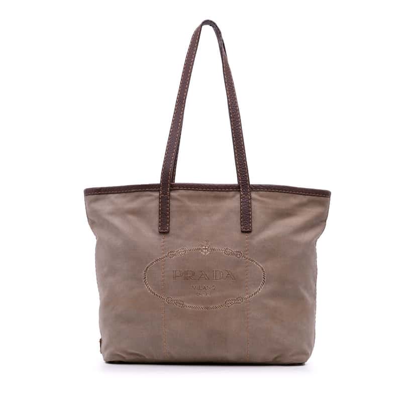 Prada Canvas Canapa Logo Tote Brown Canvas Good condition - Front View