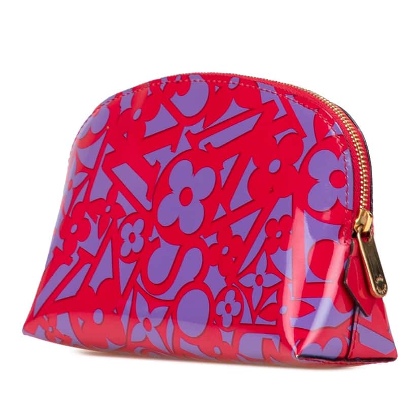 Louis Vuitton Monogram Vernis Sweet Cosmetic Pouch Red Leather Good condition - Back View
