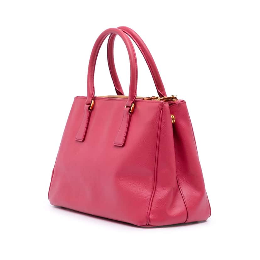 Prada Medium Saffiano Lux Galleria Double Zip Satchel Pink Leather Fair condition - Back View