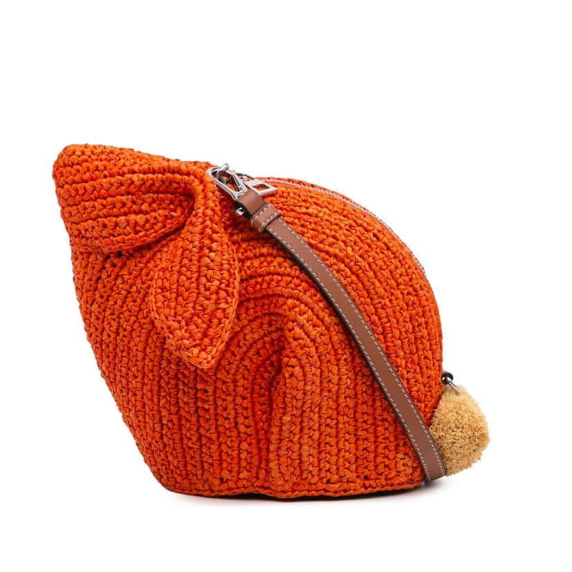 Loewe Mini Raffia Bunny Crossbody Orange Good condition - Front View