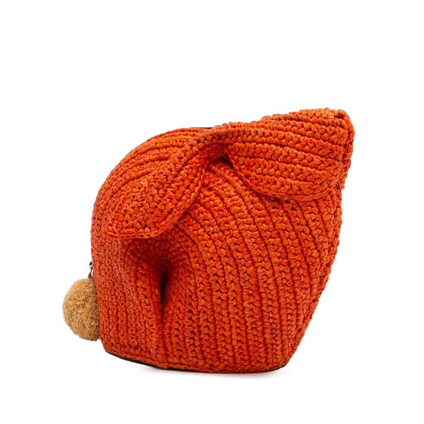 Loewe Mini Raffia Bunny Crossbody Orange Good condition - Back View